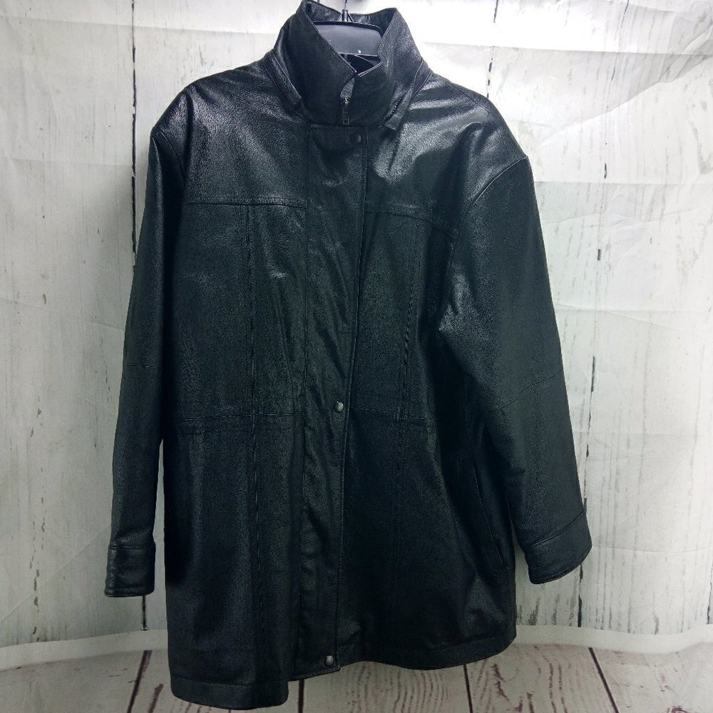 Fundamental Fashion Gino Black Leather Jacket Men's Large L Euro Style